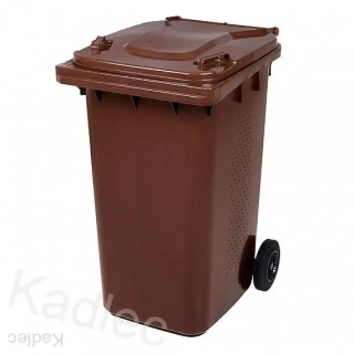 Popelnice hranatá 240l PVC hnědá s dírkami (bioodpad)