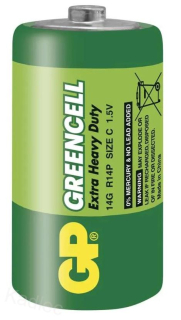 Zinková baterie GP Greencell C (R14), malé mono